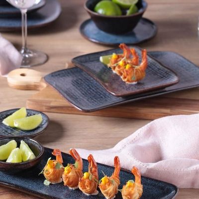 Travessa Retangular Pequena 18x14cm Juta Titanium Sushi Sashimi Porto Brasil