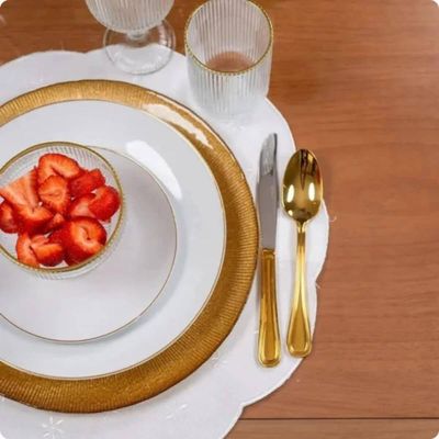 Prato para Sobremesa 19,2cm Porcelana Branca Borda Dourada Legacy Gold L'Hermitage Mesa Posta Luxo