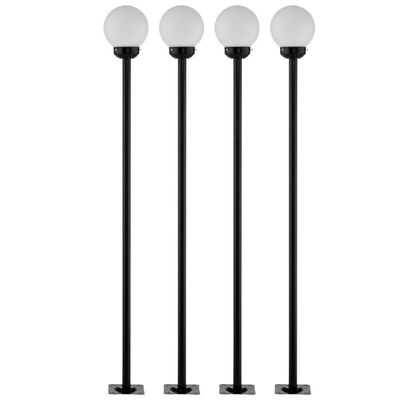 Jogo 4 Postes Alumínio Pretos Bivolt SEM Globo 189cm Global Dital Jardim Praça