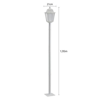 Kit 4 Postes de Jardim 1,95m Lente Transparente Luminária Externa Branca Soberana Dital