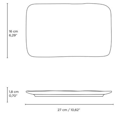 Travessa Retangular Juta Titanium 27x16cm Sushi Sashimi Porto Brasil Oriental