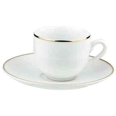 Xícara de Chá com Pires Legacy Gold Porcelana 220ml L'Hermitage Branco Fio de Ouro