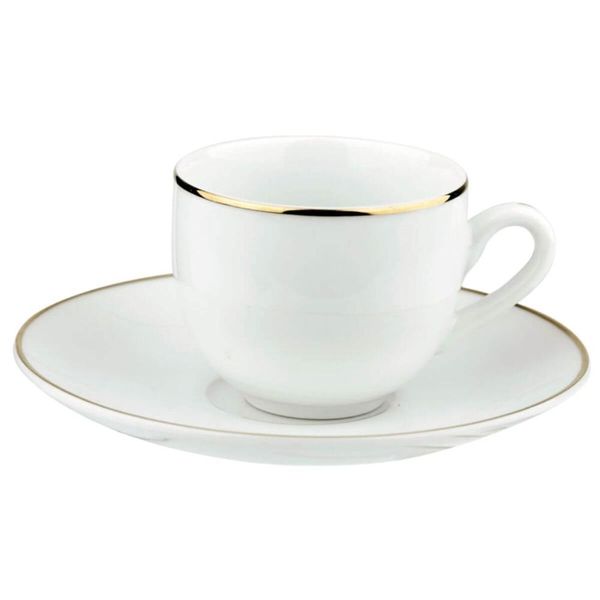 Xícara de Chá com Pires Legacy Gold Porcelana 220ml L'Hermitage Branco Fio de Ouro