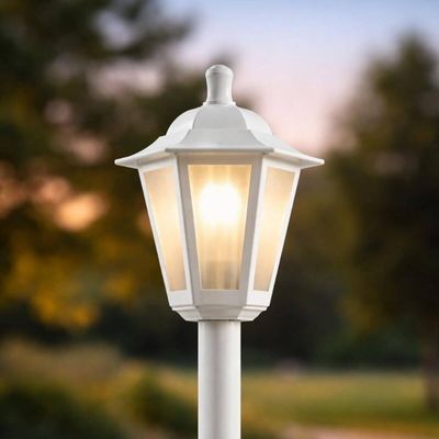 Kit 4 Postes Luminárias de Jardim Praça 1,71m Iluminação Externa Branco Lente Fosca Grega Dital