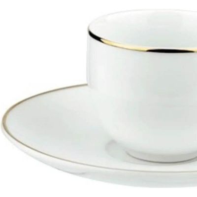 Xícara de Chá com Pires Legacy Gold Porcelana 220ml L'Hermitage Branco Fio de Ouro