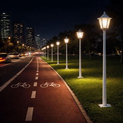 Kit 4 Postes Luminárias de Jardim Praça 1,71m Iluminação Externa Branco Lente Fosca Grega Dital
