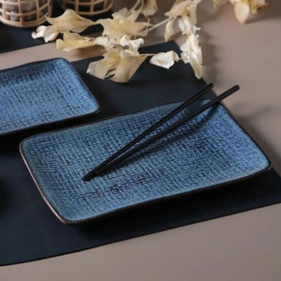 Travessa Retangular Juta Titanium 27x16cm Sushi Sashimi Porto Brasil Oriental