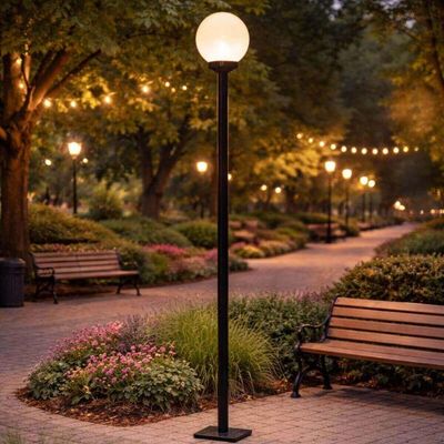 Jogo 4 Postes Alumínio Pretos Bivolt SEM Globo 189cm Global Dital Jardim Praça