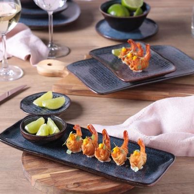 Travessa Retangular Juta Titanium 27x16cm Sushi Sashimi Porto Brasil Oriental