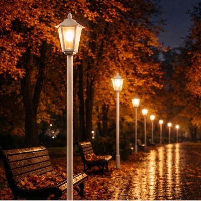 Kit 4 Postes Luminárias de Jardim Praça 1,71m Iluminação Externa Branco Lente Fosca Grega Dital