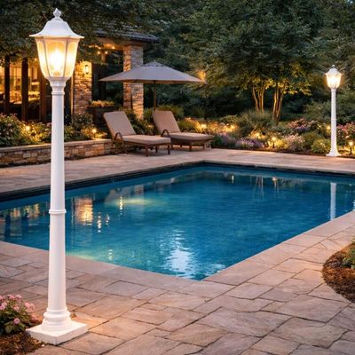 Kit 2 Postes Modena Luminária Externa de Chão Bivolt Branco Dital Iluminação Jardim Praças