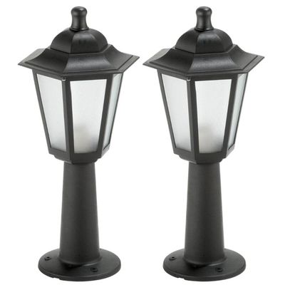 Kit 2 Balizadores para Jardim Preto Lente Fosca Termoplástico Grega Dital Iluminação Externa