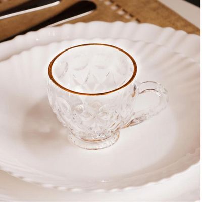 Xícara Lile com Fio de Ouro 80ml Cristal Ecologico Lyor Café Clinica Atendimento 6cm