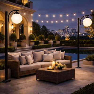 Kit 8 Postes de Iluminação Preto 2m Alumínio SEM Globo Jardim Praça Global Dital