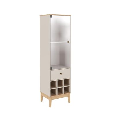 Cristaleira Retrô Com Adega 1 Porta E 1 Gaveta Mb1145 Mel/Off White