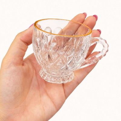 Xícara Lile com Fio de Ouro 80ml Cristal Ecologico Lyor Café Clinica Atendimento 6cm