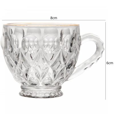 Xícara Lile com Fio de Ouro 80ml Cristal Ecologico Lyor Café Clinica Atendimento 6cm