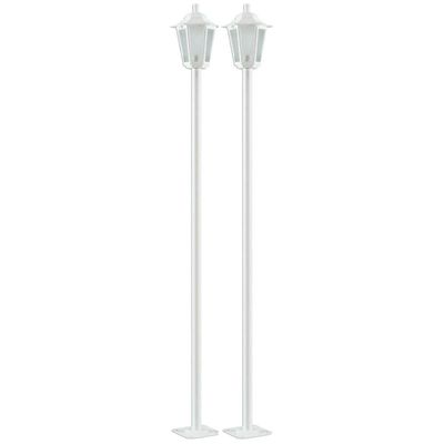 Jogo 2 Postes Brancos de Jardim 1,71m Termoplástico Lente Fosca Luminária Decorativa Grega Dital Bivolt