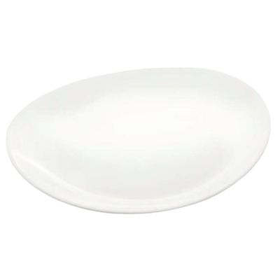 Prato Oval Branco Vidro Opalino Steak Essenza 30x26cm Profissional Avulso Restaurante