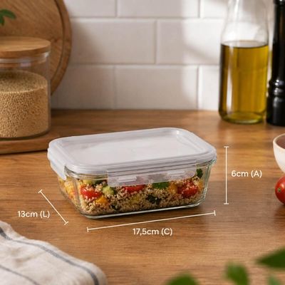 Pote Hermético Vidro com Tampa 640ml Lyor Transparente 17,5cm Porta Mantimentos Retangular
