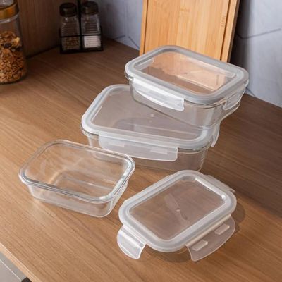 Pote Hermético Vidro com Tampa 640ml Lyor Transparente 17,5cm Porta Mantimentos Retangular
