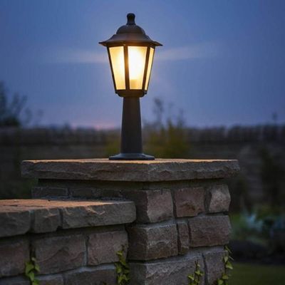 Kit 2 Balizadores para Jardim Preto Lente Fosca Termoplástico Grega Dital Iluminação Externa