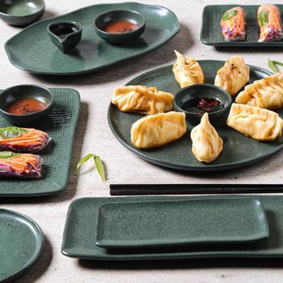 Travessa Retangular Pequena 18x14cm Sushi Juta Greenery Porto Brasil Oriental