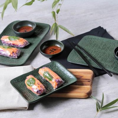 Travessa Retangular Pequena 18x14cm Sushi Juta Greenery Porto Brasil Oriental