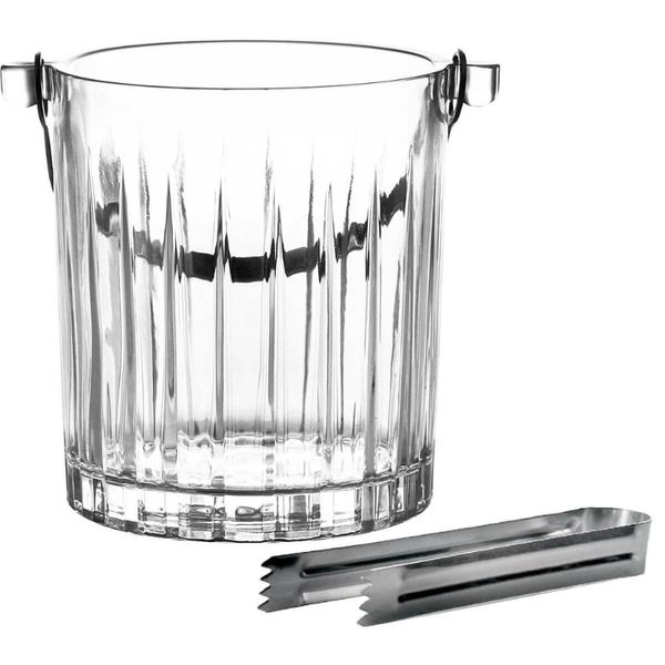 Balde de Gelo Cristal com Pinça e Alça 1L Linha Soho L'Hermitage Acessórios Bar