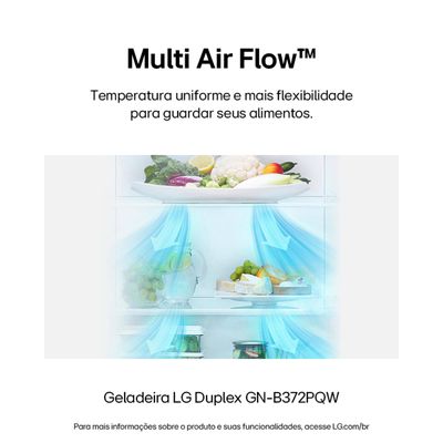 Geladeira LG Frost Free GN-B372PQW Duplex com Tecnologia Smart Inverter, Linear Cooling e Multi Air Flow Branca - 375 litros Branco / 110