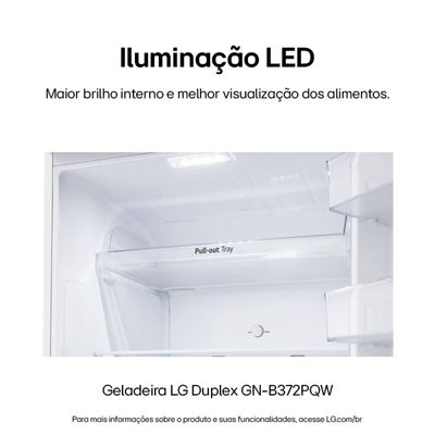 Geladeira LG Frost Free GN-B372PQW Duplex com Tecnologia Smart Inverter, Linear Cooling e Multi Air Flow Branca - 375 litros Branco / 110