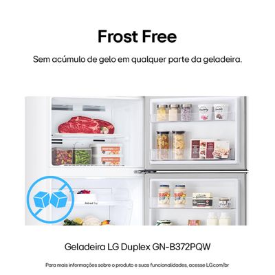 Geladeira LG Frost Free GN-B372PQW Duplex com Tecnologia Smart Inverter, Linear Cooling e Multi Air Flow Branca - 375 litros Branco / 110