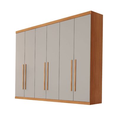 Guarda Roupa Casal Encanto 100% MDF 6 Portas e 4 Gavetas Rufato Naturalle/Off White