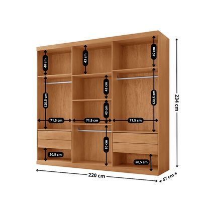 Guarda Roupa Casal Encanto 100% MDF 6 Portas e 4 Gavetas Rufato Naturalle/Off White