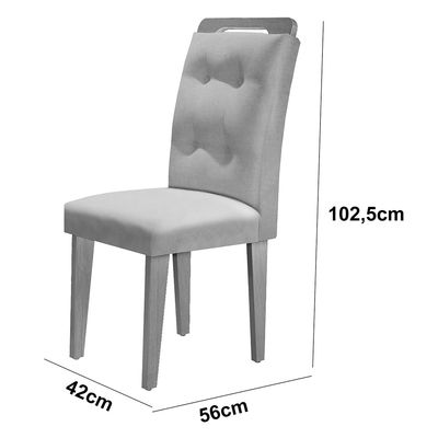 Sala de Jantar Mesa Olímpia 120CM MDF Canto Copo com 4 Cadeiras Carol Moderna Grafite, Off White e Imbuia