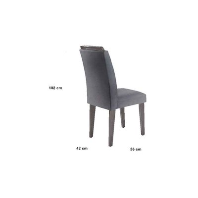 Mesa Alvorada 180 Tp Mdf Vidro canto Reto 6 Cadeiras Rufato Veludo Creme/Off White/Imbuia/Serig. Off