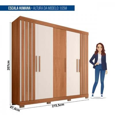 Guarda Roupa Marta Casal com 5 Portas e 2 Gavetas Caemmun Marrom