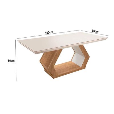 Mesa Alvorada 180 Tp Mdf Vidro canto Reto 6 Cadeiras Rufato Veludo Grafite/Imbuia Off/Serig Off