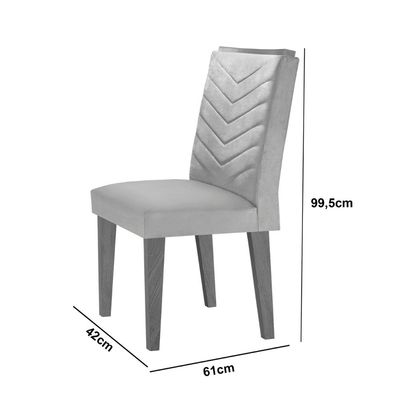 Sala de Jantar Alvorada com 6 Cadeiras Liz MDF Rufato Veludo Creme/Off White/Imbuia