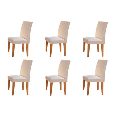 Conjunto Com 06 Cadeiras Grécia Rufato Imbuia/Veludo Creme