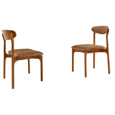 Conjunto com 2 cadeiras Noronha em Madeira Maciça para Sala de Jantar Moderna Mobília Star Caramelo Imbuia
