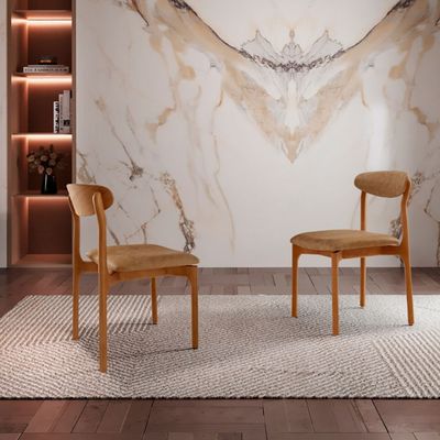 Conjunto com 2 cadeiras Noronha em Madeira Maciça para Sala de Jantar Moderna Mobília Star Caramelo Imbuia
