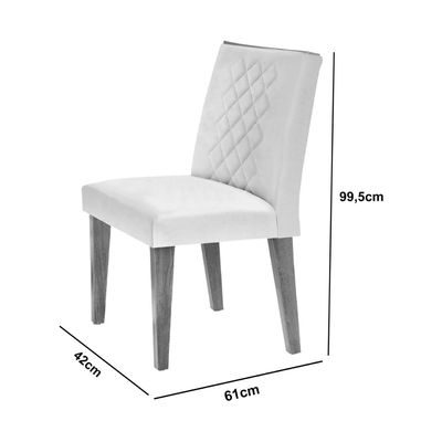Conjunto com 2 Cadeiras para Sala de Jantar Milena MDF Rufato Imbuia/Veludo Creme