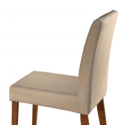 Conjunto com 2 Cadeiras Talia em Madeira Maciça Mobillare Imbuia/Veludo Bege