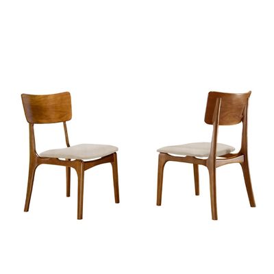 Conjunto com 2 cadeiras Viena Gold em Madeira Maciça para Sala de Jantar linho palha imbuia
