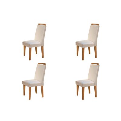 Conjunto Com 4 Cadeiras Athenas MDF Rufato Imbuia/Veludo Creme