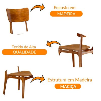 Conjunto com 2 cadeiras Viena Gold em Madeira Maciça para Sala de Jantar Star Caramelo Imbuia