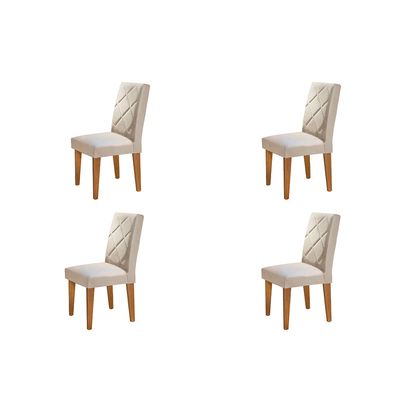 Conjunto Com 4 Cadeiras Olímpia Rufato Imbuia/Veludo Creme