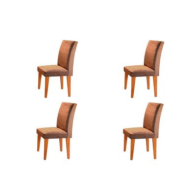 Conjunto Com 4 Cadeiras para Mesa de Jantar Grécia MDF Rufato Imbuia/Animale Chocolate