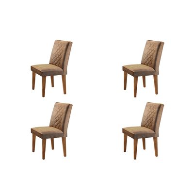 Conjunto Com 4 Cadeiras Para Sala de Jantar Milena Rufato Imbuia/Animale Chocolate